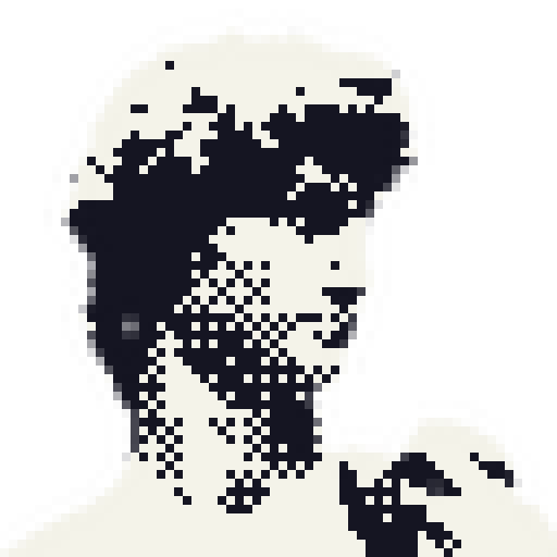 David converted to pixel art with mono colors